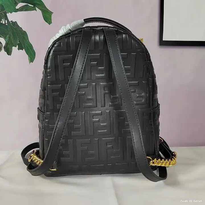 Affordable HOT Motif Leather Mini In Backpack Fendi FF Nappa Black 0324